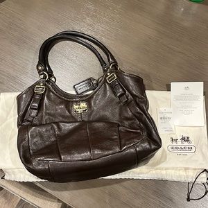 Coach Madison tote handbag in brown leather